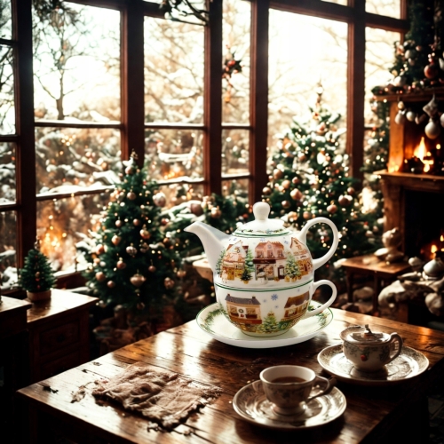 PREZENT Na Święta TEA FOR ONE Dzbanek 350 ml z filiżanką - CHRISTMAS CITY