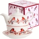 PREZENT Na Święta TEA FOR ONE Dzbanek 350 ml z filiżanką - CHRISTMAS BIRDS