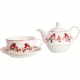 PREZENT Na Święta TEA FOR ONE Dzbanek 350 ml z filiżanką - CHRISTMAS BIRDS